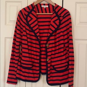 Cabi Womens Preppy Blue and Red Blazer Size L